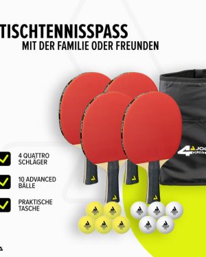 JOOLA Set 4 Reketa QUATTRO 10 Loptica