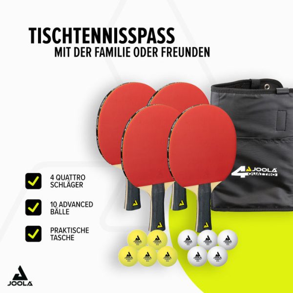 JOOLA Set 4 Reketa QUATTRO 10 Loptica