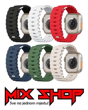Silikonski remen za Apple Watch Series 7 8 9 10 Ultra 2 3 belt iWatch sat